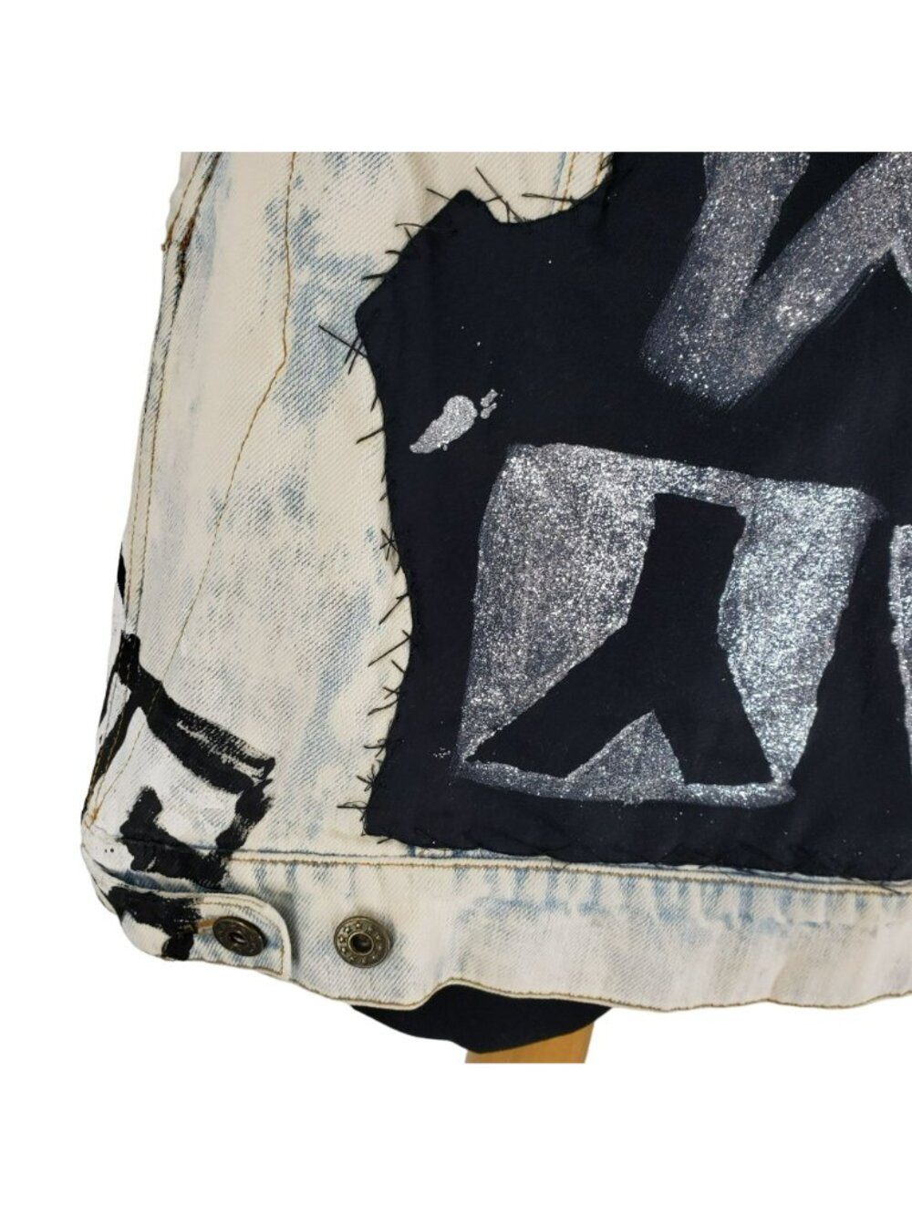 Faith Connexion $985 White Denim Vest Graffiti Print Punk Art to Wear DIY - Picture 7 of 16